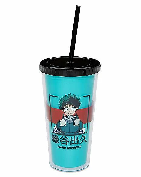 Top 10 π Deku Red Stripe Cup with Straw 20 oz. - My Hero Academia π