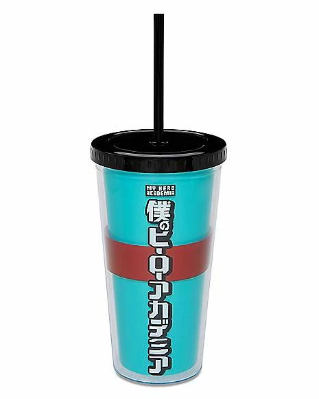 Top 10 π Deku Red Stripe Cup with Straw 20 oz. - My Hero Academia π - Image 2