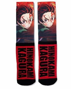 Best Pirce ✔️ Hinokami Kagura Tanjiro Crew 🧦 Socks - Demon Slayer ✨