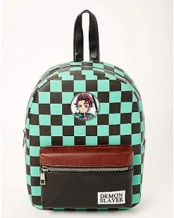 Best deal 🥰 Green and Black Checkered Demon Slayer Mini 🎒 Backpack 🔔