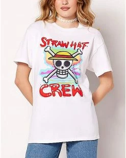 Best deal 🤩 Airbrush Straw Hat Crew T 👚 Shirt - One Piece 🧨