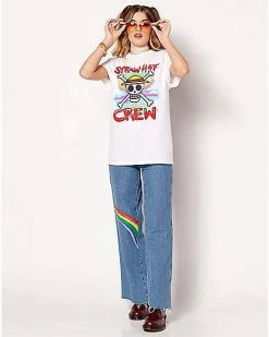 Best deal 🤩 Airbrush Straw Hat Crew T 👚 Shirt - One Piece 🧨 -LEVI-shop 03943297 c