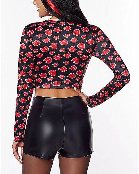 New π Akatsuki Crop Top Long Sleeve T π Shirt - Naruto Shippuden β€οΈ - Image 4