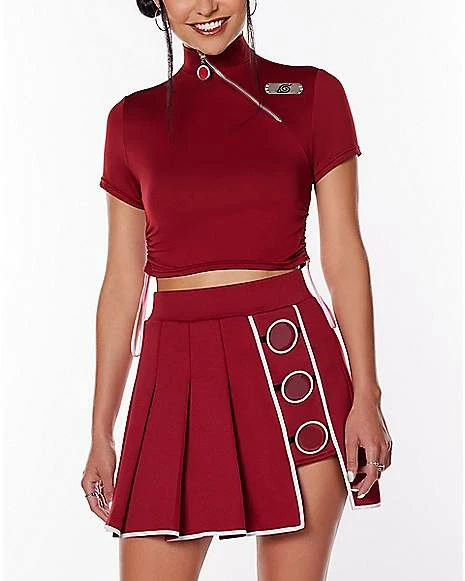 Deals β€οΈ Sakura Zip Badge Crop Top T π Shirt - Naruto Shippuden π - Image 2