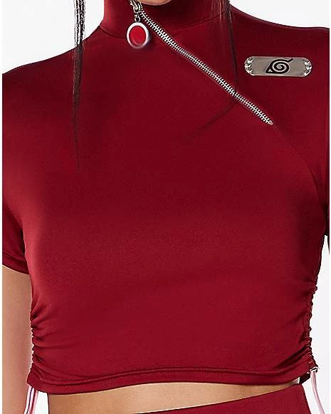 Deals β€οΈ Sakura Zip Badge Crop Top T π Shirt - Naruto Shippuden π - Image 3