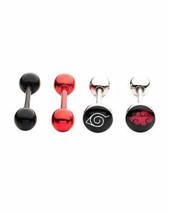 Promo 😉 Multi-Pack Red and Black Naruto Shippuden Barbells 4 Pack - 14 Gauge 🔔