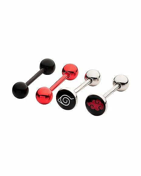 Promo π Multi-Pack Red and Black Naruto Shippuden Barbells 4 Pack - 14 Gauge π - Image 2