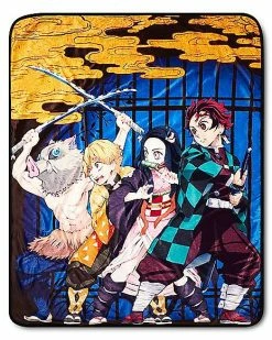 Discount 🌟 Characters Demon Slayer Reversible Fleece Blanket ❤️